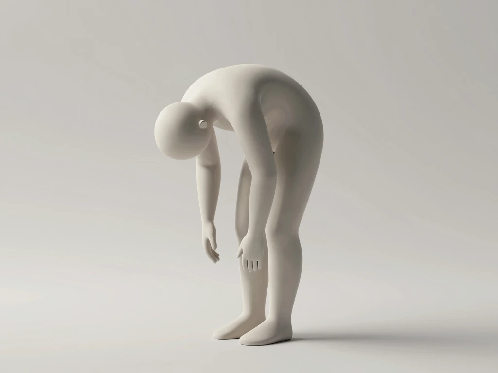 Stylized figure in a gentle forward fold